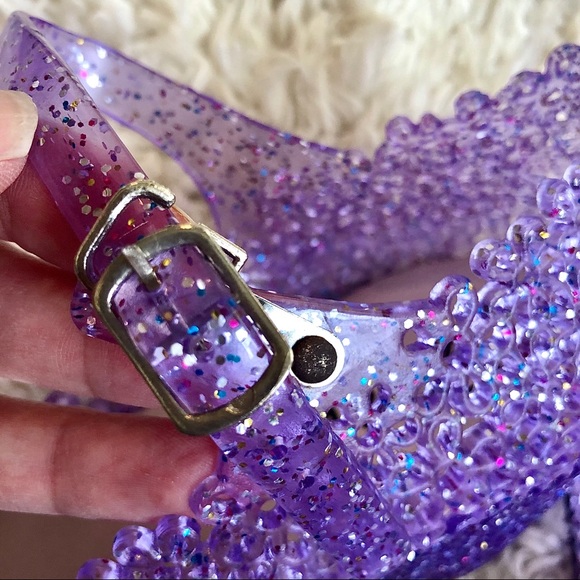 ☘️3/$25 SALE! Sparkly Comfy Cute Low Wedge Jellies - Picture 7 of 9